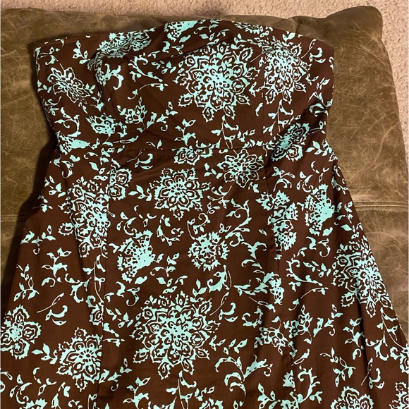 Old Navy brown turquoise strapless dress sz 6 - Picture 3 of 7